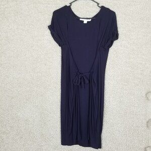 DVF Dark Blue Tie Front Waist Savita Dress Sz Sm